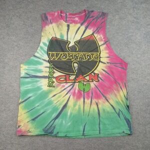Wu-Tang Shirt Mens Large Tie Dye CREAM Clan Logo Graphic Tank Top Hip Hop Rap